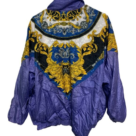 Lauren Brooke Vintage Women’s Swishy Nylon Purple Gold Sweat Jacket Size 1X - Picture 1 of 7